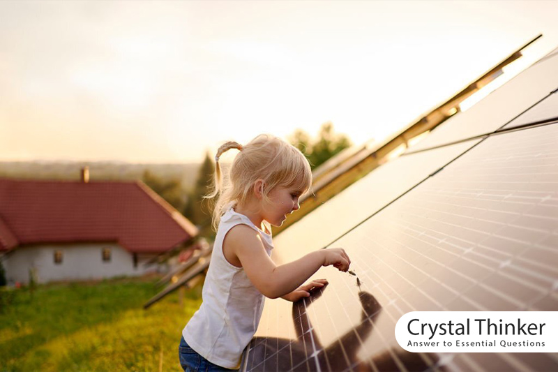 Childhood touching solar panels
